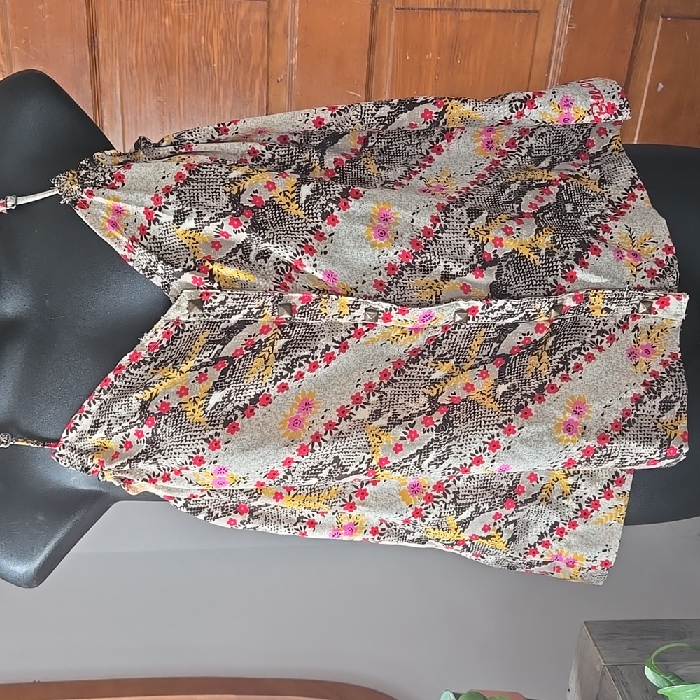 Billabong Designers Closet Satiny Snakeskin Floral Racerback Tank Small - Picture 7 of 9